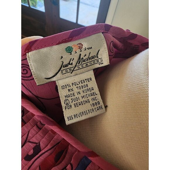 Vintage 80s Judi Michael 2 piece pleated skirt set Flapper Mixed Print Ruffle - Picture 11 of 11